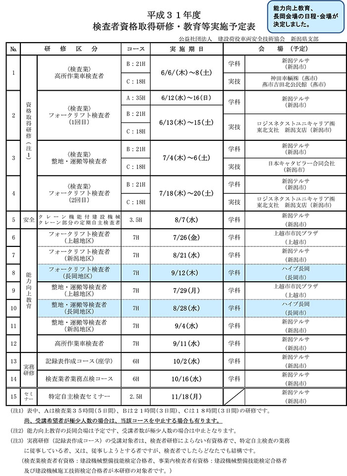 H30研修・教育等予定表